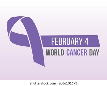 Vector illustration of World Cancer Day with ribbon, February Awareness Month Campaign Background with purple ribbon symbol