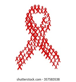 Vector illustration of World Cancer Day background with red ribbon.