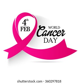 Vector illustration of World Cancer Day background with ribbon.