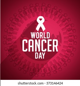 Vector illustration of World Cancer Day background with red ribbon.