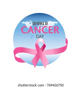 Vector illustration of World Cancer Day with ribbon