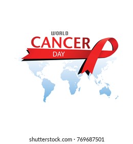 Vector illustration of World Cancer Day with ribbon