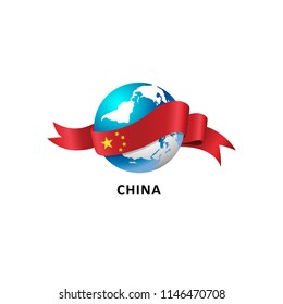 Vector Illustration of a world – world with the china flag