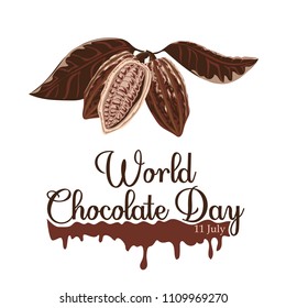 Vector illustration for World Chocolate Day in creative background. Happy chocolate day handwritten lettering.