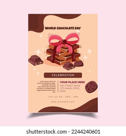 Ilustración vectorial del afiche del volante del Día Mundial del Chocolate