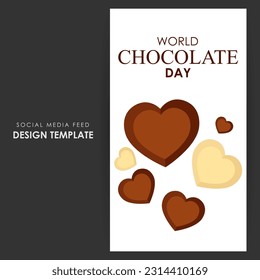 Vector illustration of World Chocolate Day social media story feed mockup template