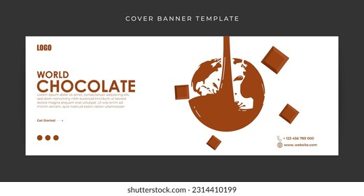 Ilustración vectorial de la plantilla de simulación de banner de la portada del Día Mundial del Chocolate