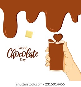 Ilustración vectorial del Día Mundial del Chocolate plantilla de simulación de fuente de noticias en medios sociales