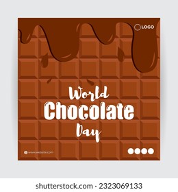 Ilustración vectorial del Día Mundial del Chocolate plantilla de simulación de fuente de noticias en medios sociales