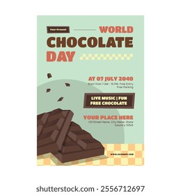 Vector Illustration of World Chocolate Day Flyer poster template design