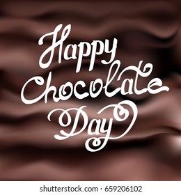 Vector illustration for World Chocolate Day in creative mesh background. Happy chocolate day handwritten lettering.