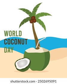 vector Illustration of world coconut day good for world coconut day celebration. flat design illustration. 
