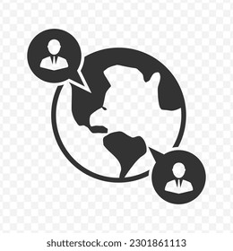 Ilustración vectorial del icono de comunicación mundial en color oscuro y fondo transparente().