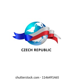 Vector Illustration of a world – world with the czech republic flag 
