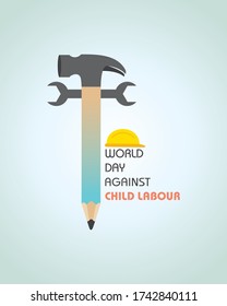 Vector Illustration of World Day Against Child Labour which is held on 12 June