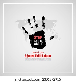 Vector illustration of World Day Against Child Labour 12 June social media story mockup template