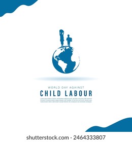 Vector illustration of World Day Against Child Labour 12 June social media feed template