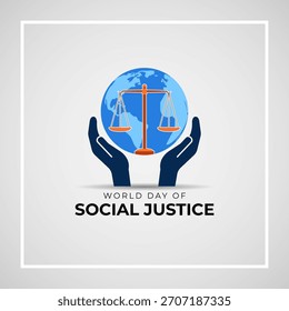Ilustración vectorial del Día Mundial de la Justicia Social Plantilla en las redes sociales