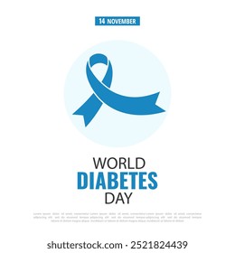 Ilustración vectorial del Día mundial de la diabetes. Cinta de Concientización sobre la Diabetes.
