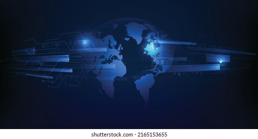 Vector illustration of world digital communication innovation and economic.Future digital technology and innovation concept.
