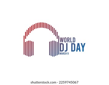 Vector Illustration of World DJ Day design on white background. March 9. Gradient colors. Flat design vector. Poster, banner, card, background. Eps 10.