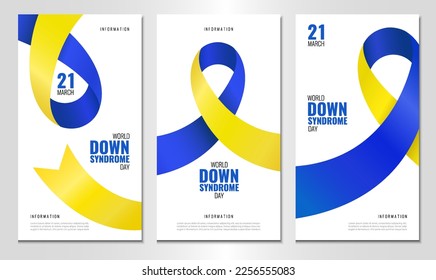 Vector Illustration of World Down Syndrome Day. Banner with ribbon. Use as advertising, invitation, banner,
