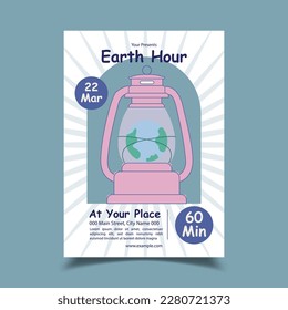 Vector Illustration World Earth Hour Flyer Poster