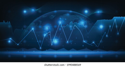 Ilustración vectorial del concepto económico, financiero y de inversión mundial. 