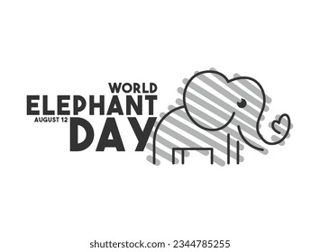 Ilustración vectorial del Día Mundial del Elefante. 12 de agosto. Vector de diseño plano. Eps 10.