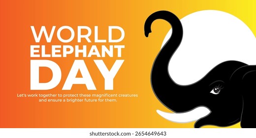 Ilustración vectorial del Día Mundial del Elefante Plantilla en las redes sociales