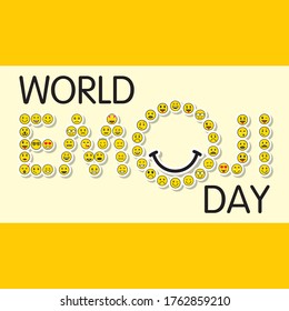 vector illustration of world emoji day poster or greeting design