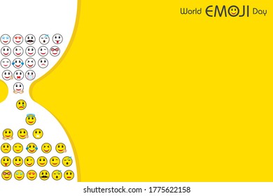 Vector illustration of World emoji day greeting card design template with different feelings 