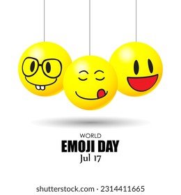 Vector illustration of World Emoji Day 17 July social media story feed template