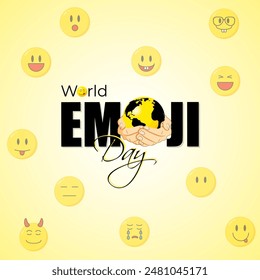 Vektorillustration des Welt-Emoji-Tages Social Media Feed Vorlage