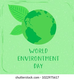 Vector illustration for world environment day. World symbol with green leaves. Ecology friendly concept.