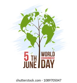 Vector illustration World Environment Day, tree planet for holiday, illustration for June 5.