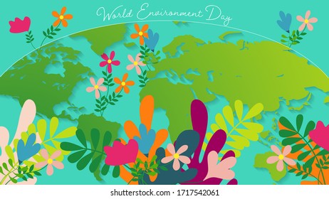 Vector illustration for World Environment Day. Can be used for background, banner, screen saver, wallpaper, social advertising, presentation, stories.