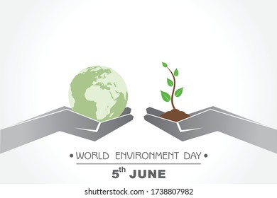 Vector  Illustration for World Environment day concept logo design - 5th June World Environment day Awareness Idea Campaign.