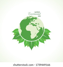 Ilustración vectorial para el diseño del logo del Día Mundial del Medio Ambiente - 5 de junio Campaña de ideas de sensibilización sobre el medio ambiente del Día Mundial del Medio Ambiente.
