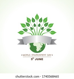 Vector Illustration for World Environment day concept logo design - 5th June World Environment day Awareness Idea Campaign.