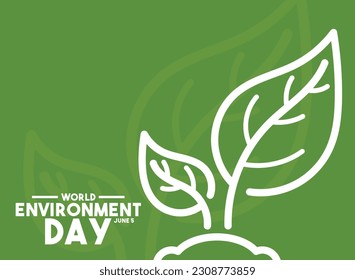 Vector Illustration of World Environment Day. June 5. Green background. Poster, banner, card, background. Eps 10.