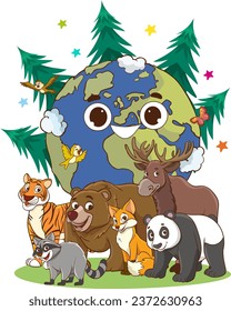 vector illustration for world environment day.animal rights.natural life.