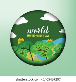 Vector illustration World environment day-lettering card on blurred background.Banner,card and poster- Vector
