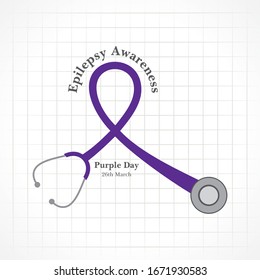 Vektorillustration Illustration für den Weltepileptiketag (violetter Tag) - Epilepsie Bewusstsein-26 März. violettes Band. 
