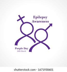 Ilustración vectorial para el Día Mundial de la Epilepsia (Día Púrpura) - Concienciación sobre la Epilepsia-26 marcha. Cinta púrpura. 