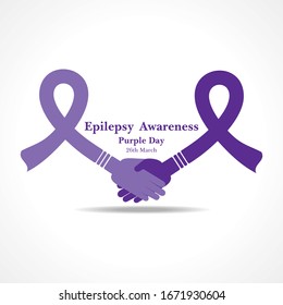 Vector illustration for World epilepsy day (Purple day) - Epilepsy Awareness-26 march. Purple ribbon. 
