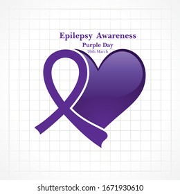 Vector illustration for World epilepsy day (Purple day) - Epilepsy Awareness-26 march. Purple ribbon. 