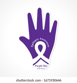 Vector illustration for World epilepsy day (Purple day) - Epilepsy Awareness-26 march. Purple ribbon. 