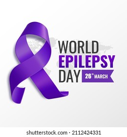 Vector Illustration of World Epilepsy Day. Purple Day. Banner with violet ribbon.
