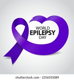 Vector Illustration of World Epilepsy Day. Purple Day. Banner with violet ribbon
